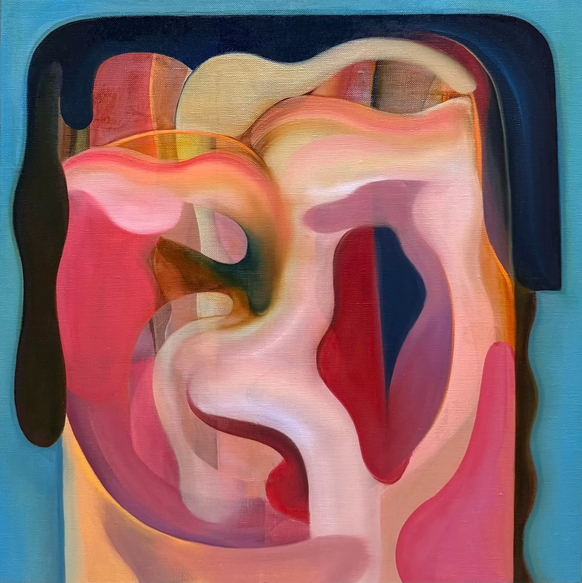 油絵　絵画　絵　アート　現代アート【my】 オイルペイント ハンドペイント 63×63cm アート 女性 モダンアート