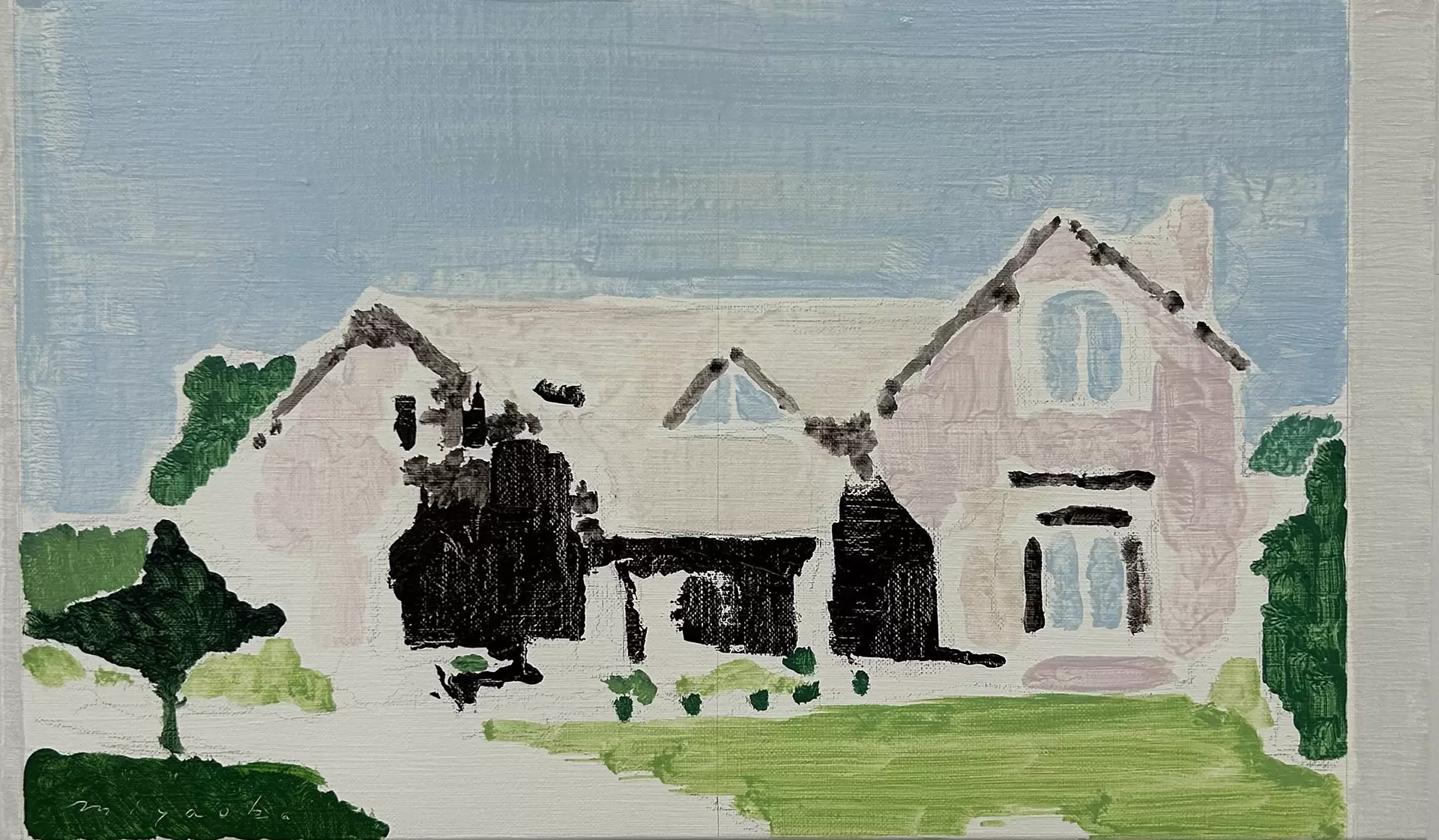 真作】絵画 作者不詳 日本画（色紙） 羊 雄羊の誇り高き佇まい U14