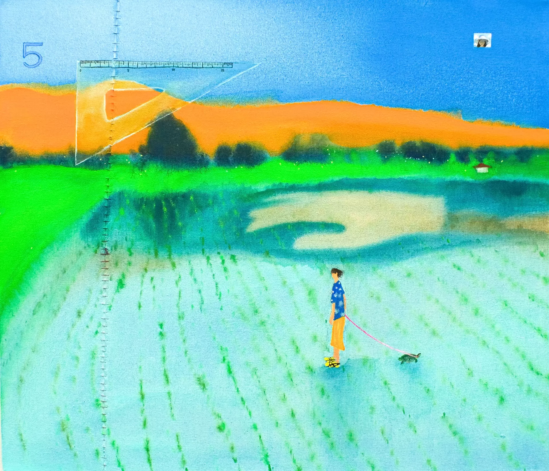 【真作】絵画　作者不詳　アクリル画　砂丘　風が描く自然のアート　U11 真作】絵画 作者不詳 アクリル画 砂丘 風が描く自然のアート U11