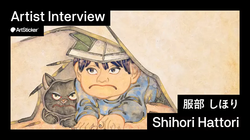 内山田画廊s6号現代アートアクリル画 キャラクターイラスト 50cm