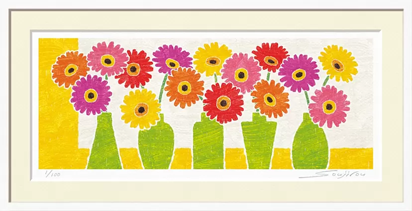 5種の花瓶とガーベラ(FW-035・60×30)