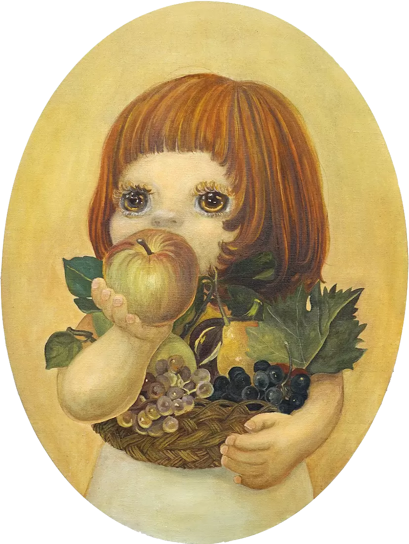 Self-Portrait [Eating “Caravaggio's basket of fruit”.] by 鳥本采花