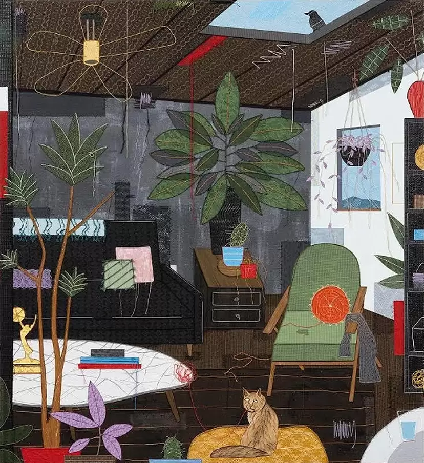 My living room if I had better plants and a cat