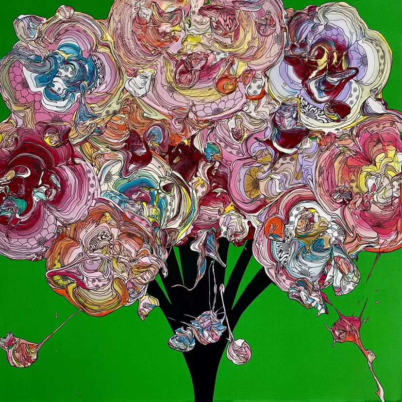 Abstract Bouquet 260219 (Green x Pink) by 奥田雄太 | 現代アートの