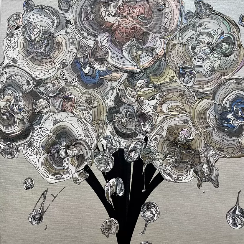 Abstract Bouquet 260219 (Silver x Gray Silver) by 奥田雄太 | 現代