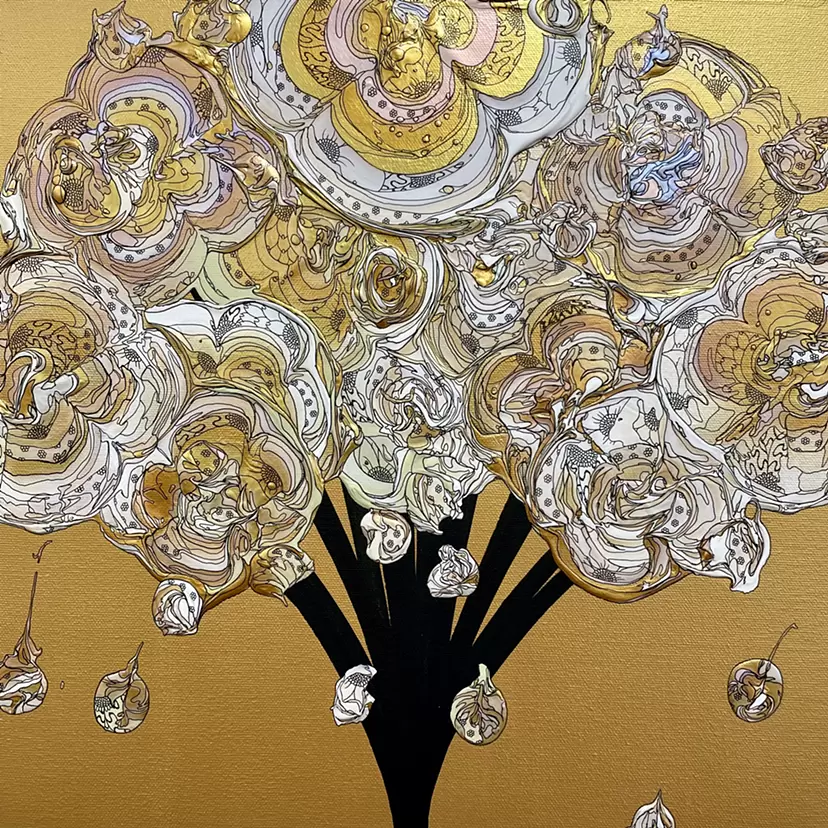 Abstract Bouquet 260219 (Gold x Gold) by 奥田雄太 | 現代アートの