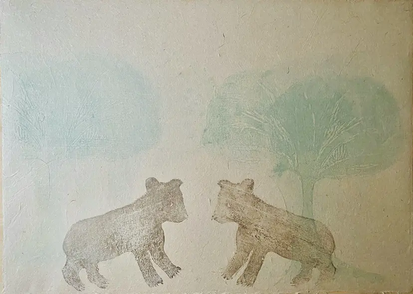 Two bears in the woods