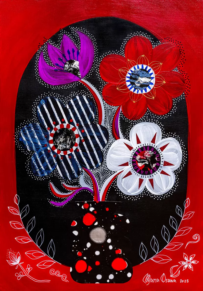Anemone with Flower vase Oval BOLD