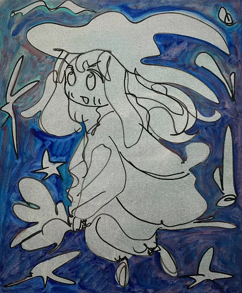 オリジナル自作絵 絵画sawatari_doodles【Crystal S】