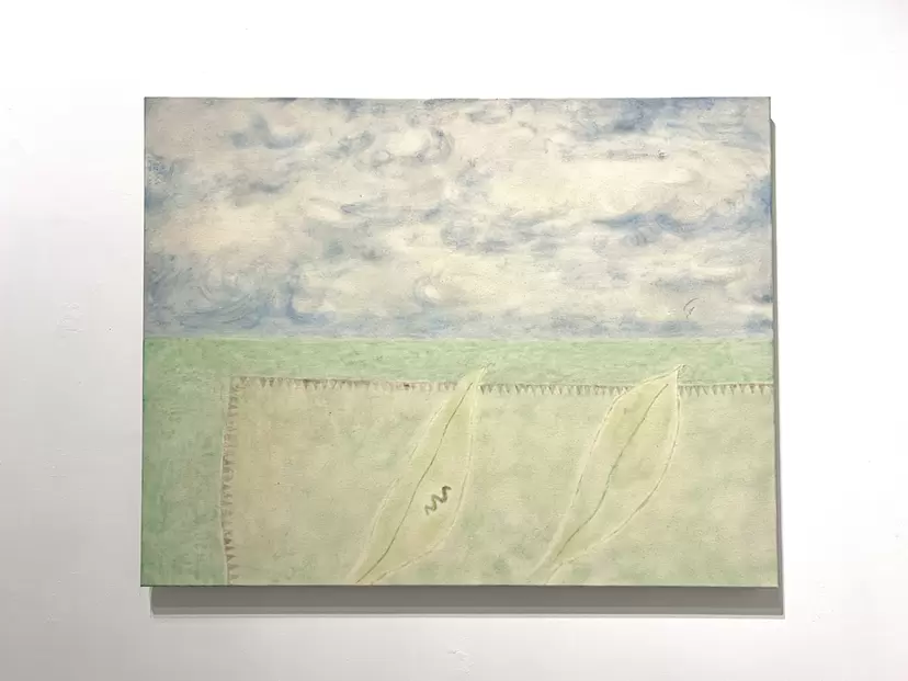 青空の下で、芝生の上に