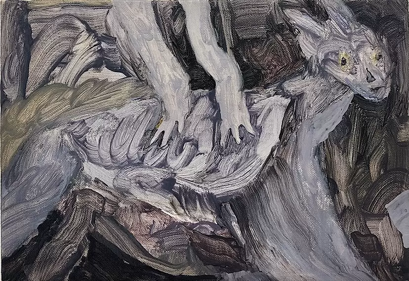 油絵　籠からはみ出た栗　作者Ｆ.H  早崎さん 柿崎 覚 Gaku Kakizaki | ニューヨークシティ カンヴァスに油彩