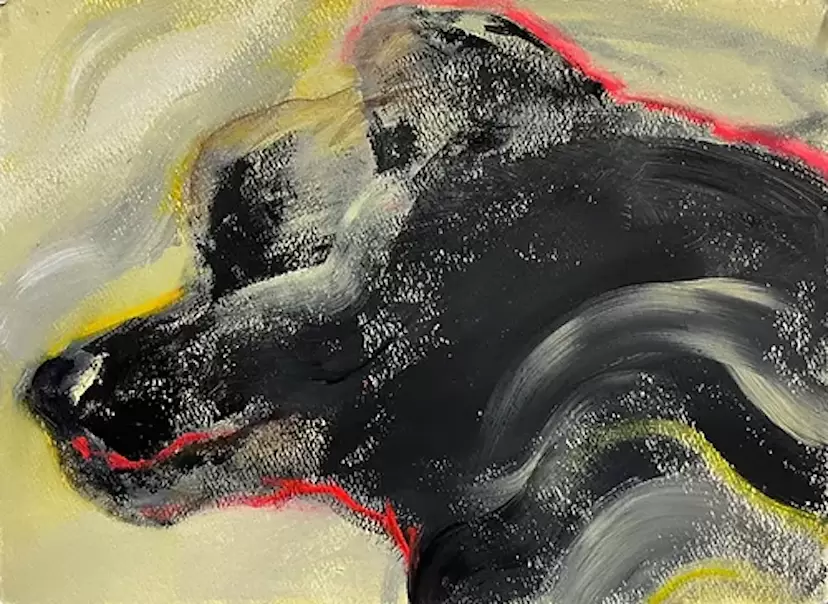 アンティーク風　絵画　黒犬 アンティーク風 絵画 黒犬