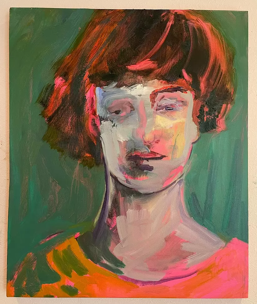 Woman in hot pink