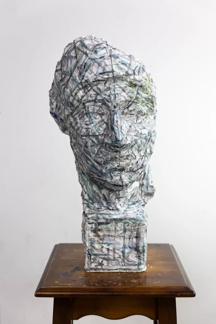 オコジョの油絵【白い妖精】作者サイン入り/真作/フルイドアート オイルペイントアート「ブルー キング（Sサイズ