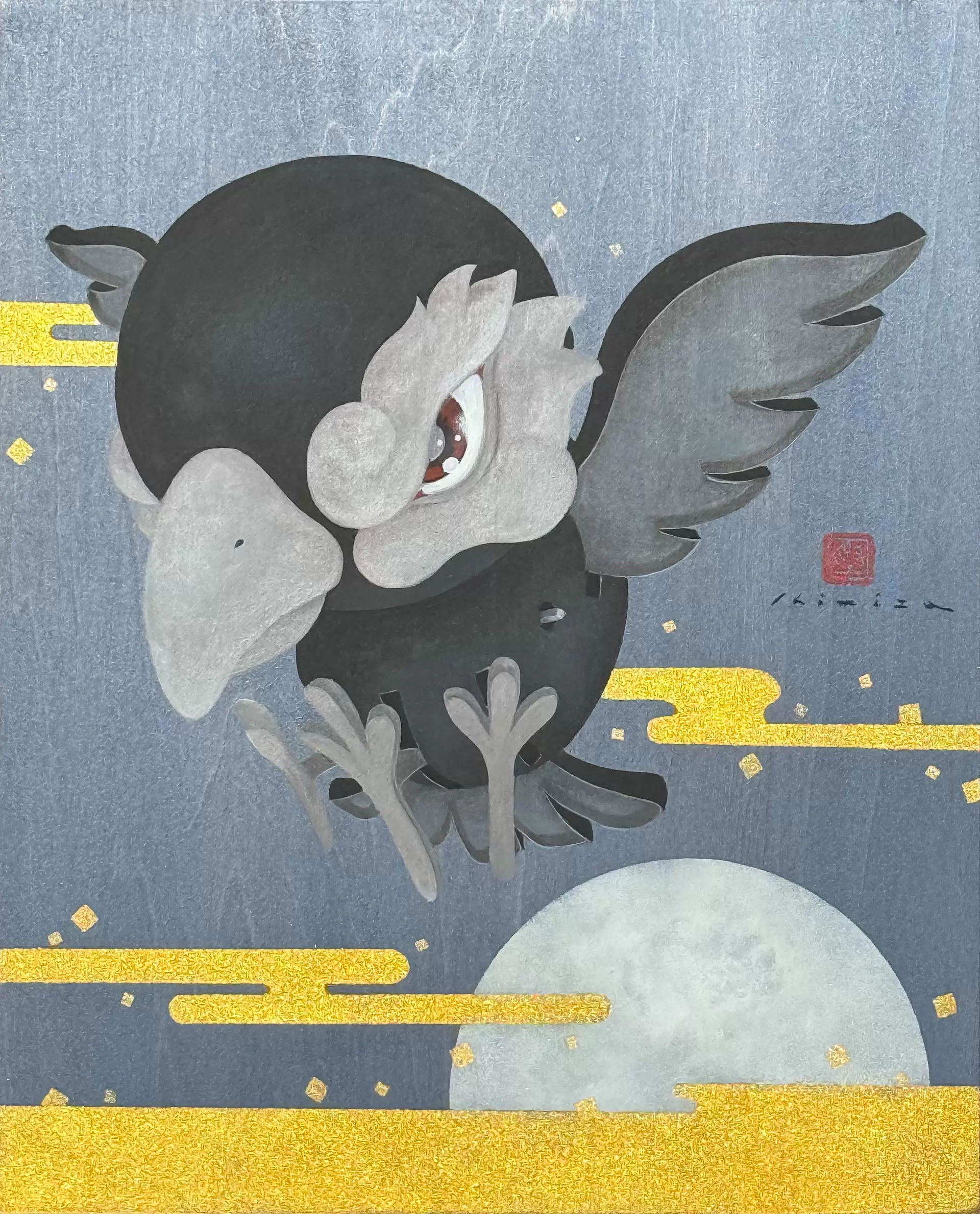 風景画『月光と海』／印刷物・A4サイズ・額縁等はついており