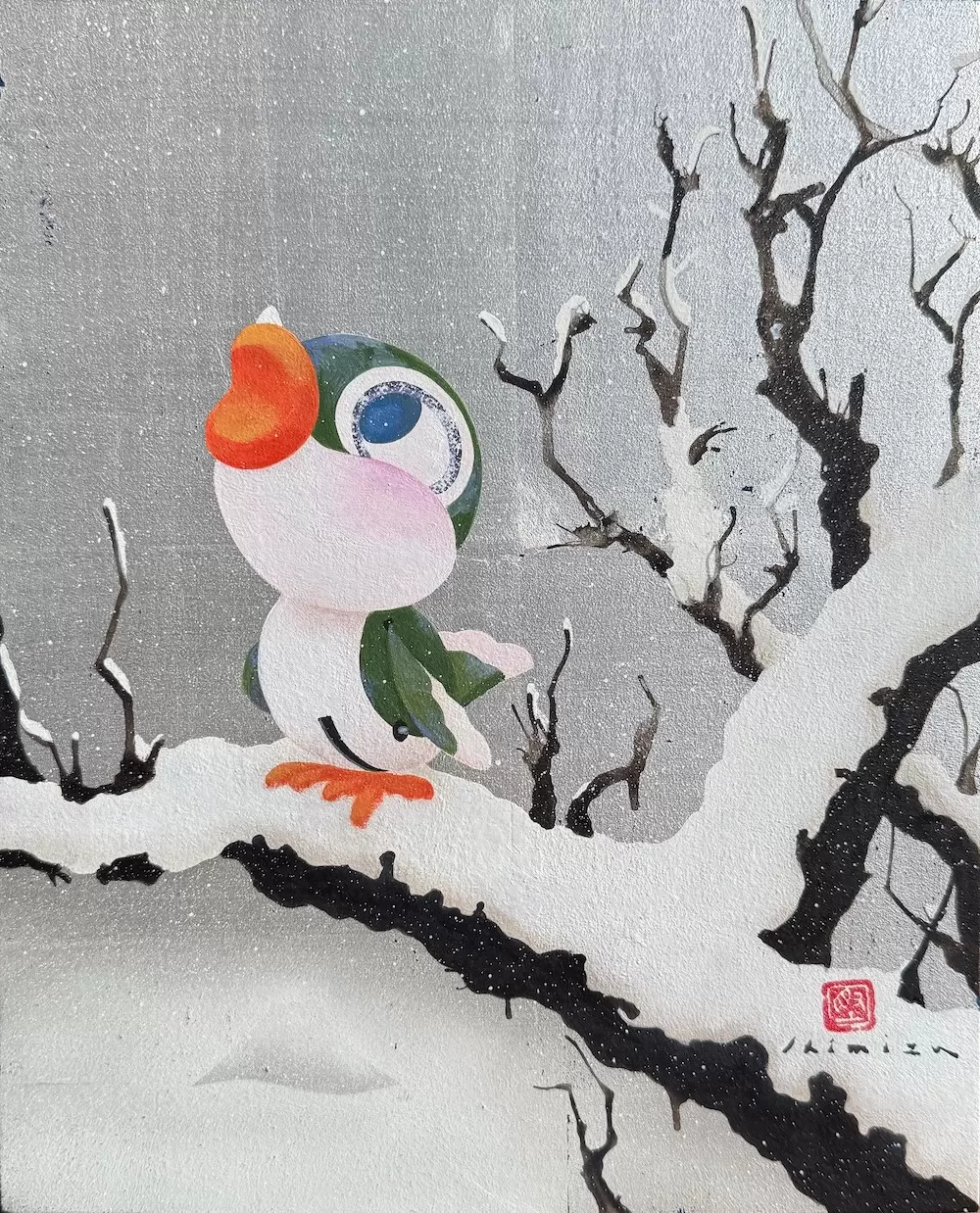 雪中舞利鳥図