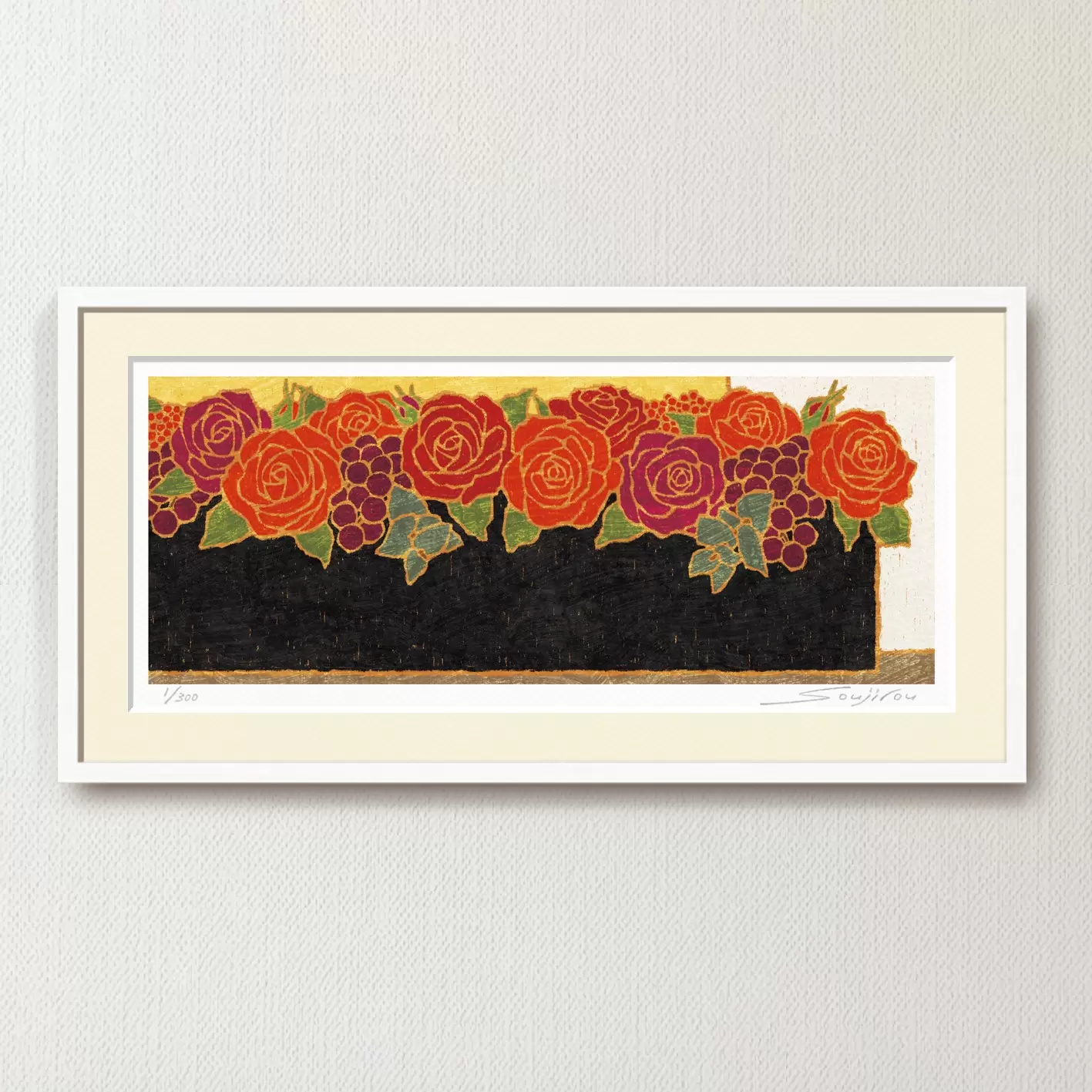 赤い薔薇のアレンジメント（FW-053・60×30）