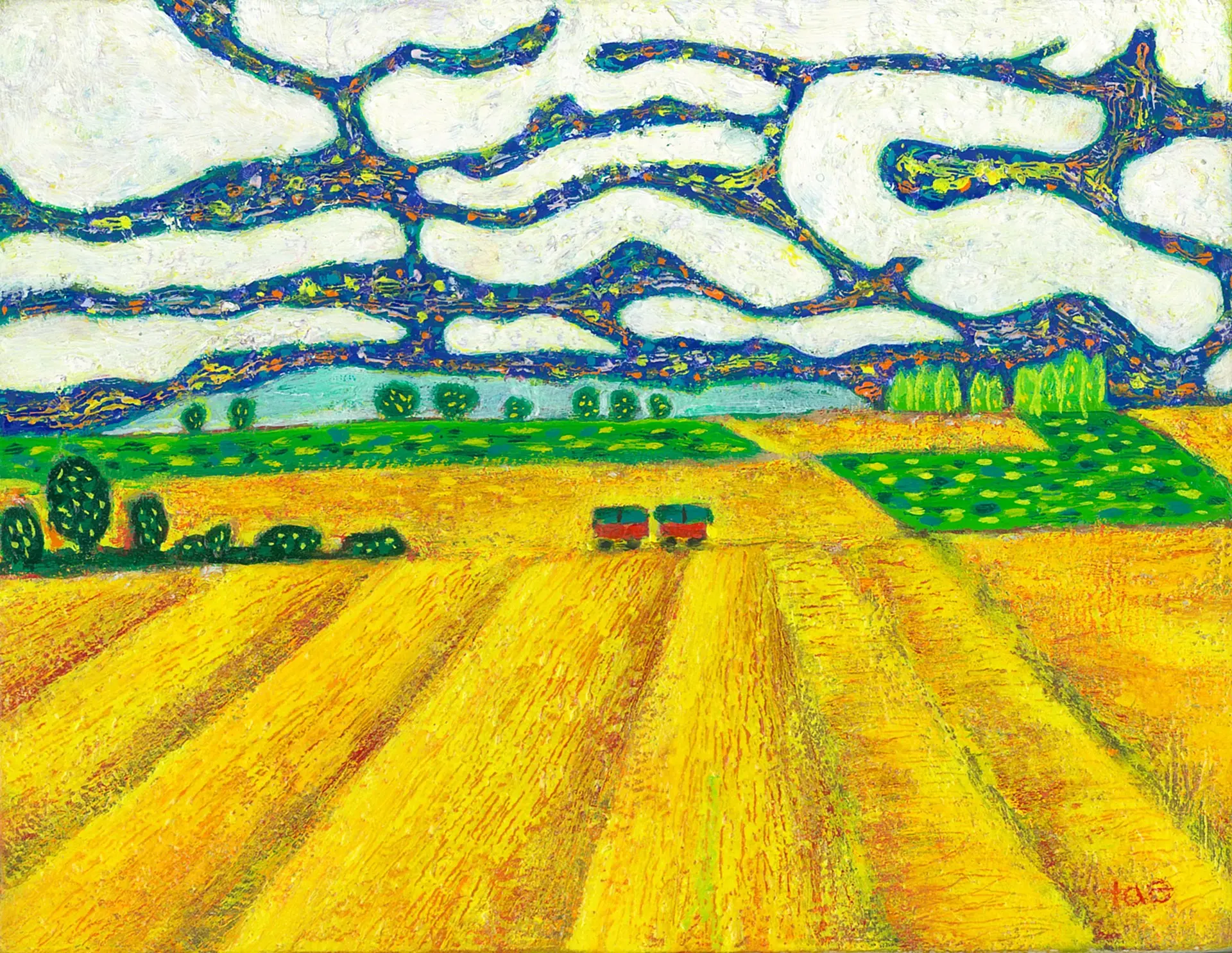 モネ風　ヨーロッパの田園風景　油絵　F8号　作者不明 モネ風 ヨーロッパの田園風景 油絵 F8号 作者不明