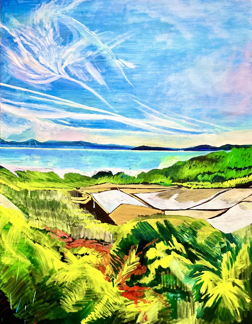 田んぼがみえる風景と空と海（豊島） by 深澤雄太