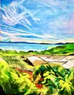 田んぼがみえる風景と空と海（豊島）