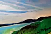 田んぼがみえる風景と空と海（豊島）