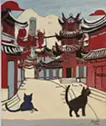 紅色懷舊和貓