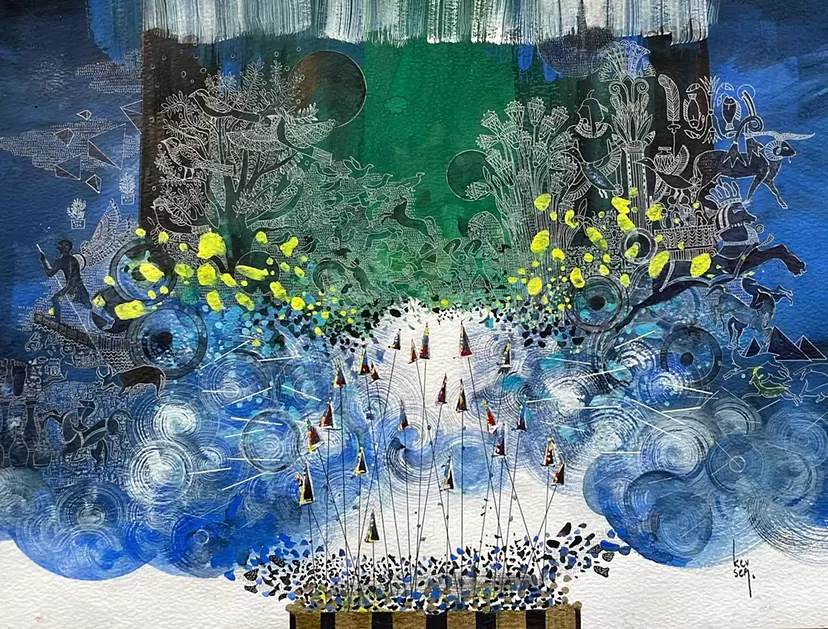 絵画 コレクション 美術作品 水彩画 水彩画「Construction SM 27」22.7×15.8 CM