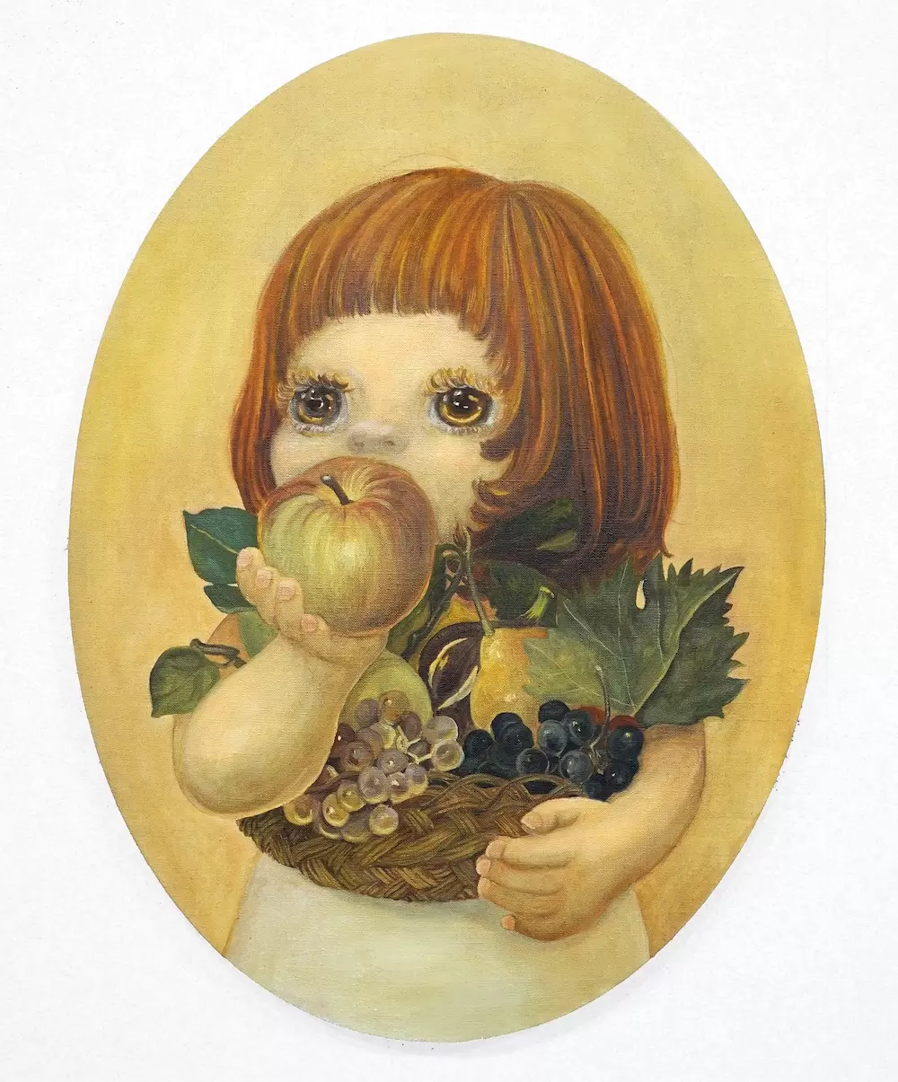 Self-Portrait [Eating “Caravaggio's basket of fruit”.] by 鳥本采花