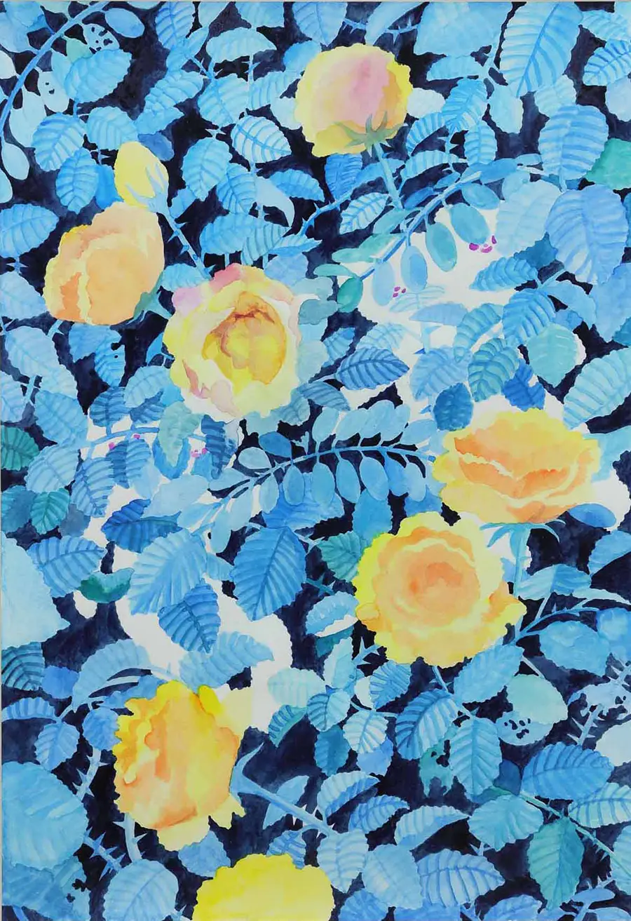 音波　「漓江」水彩画 水彩画原画 江ノ電・七里ヶ浜小動岬付近を走る ＃615 絵画