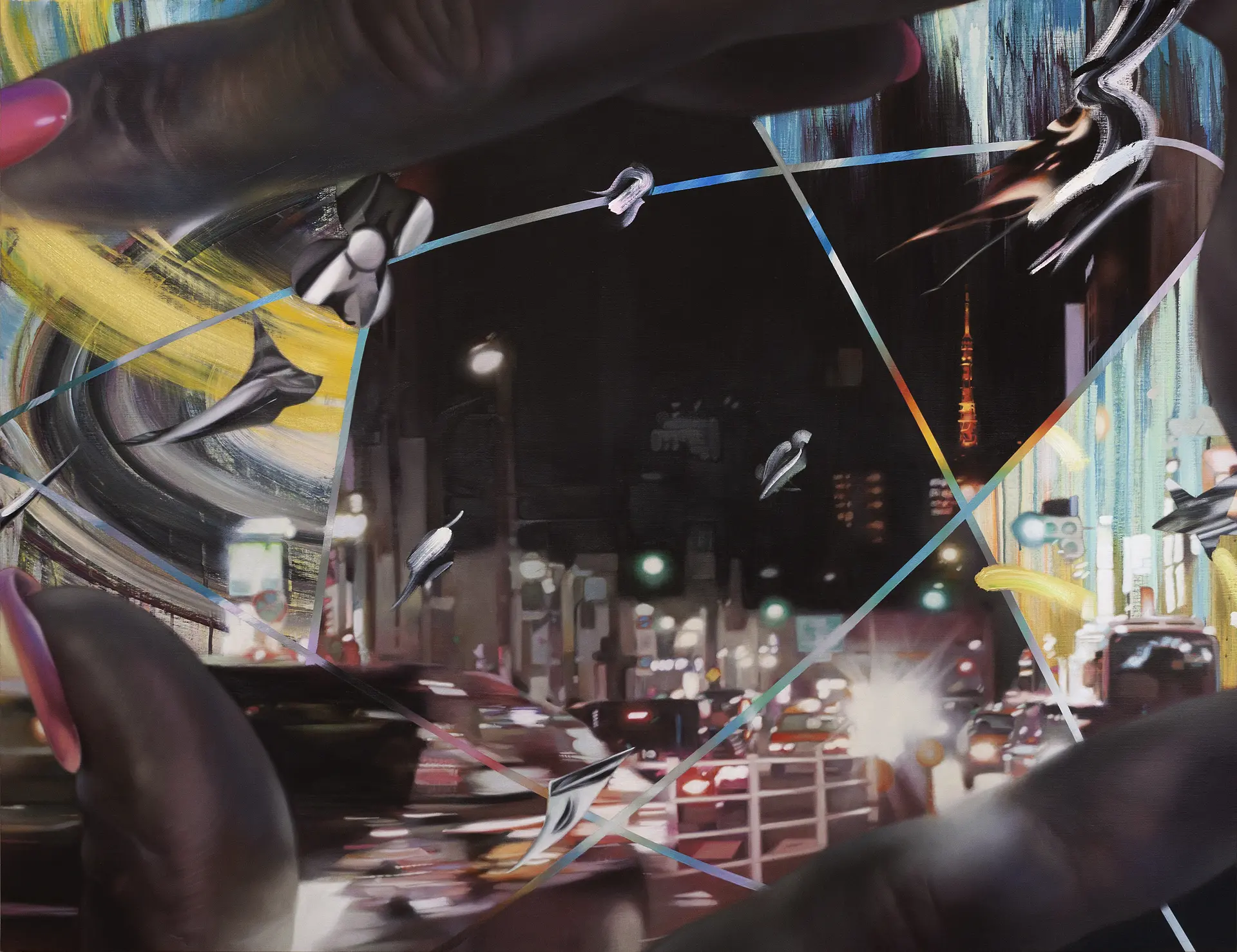 油絵 絵画 【藤の雨】 油絵 絵画 【藤の雨】