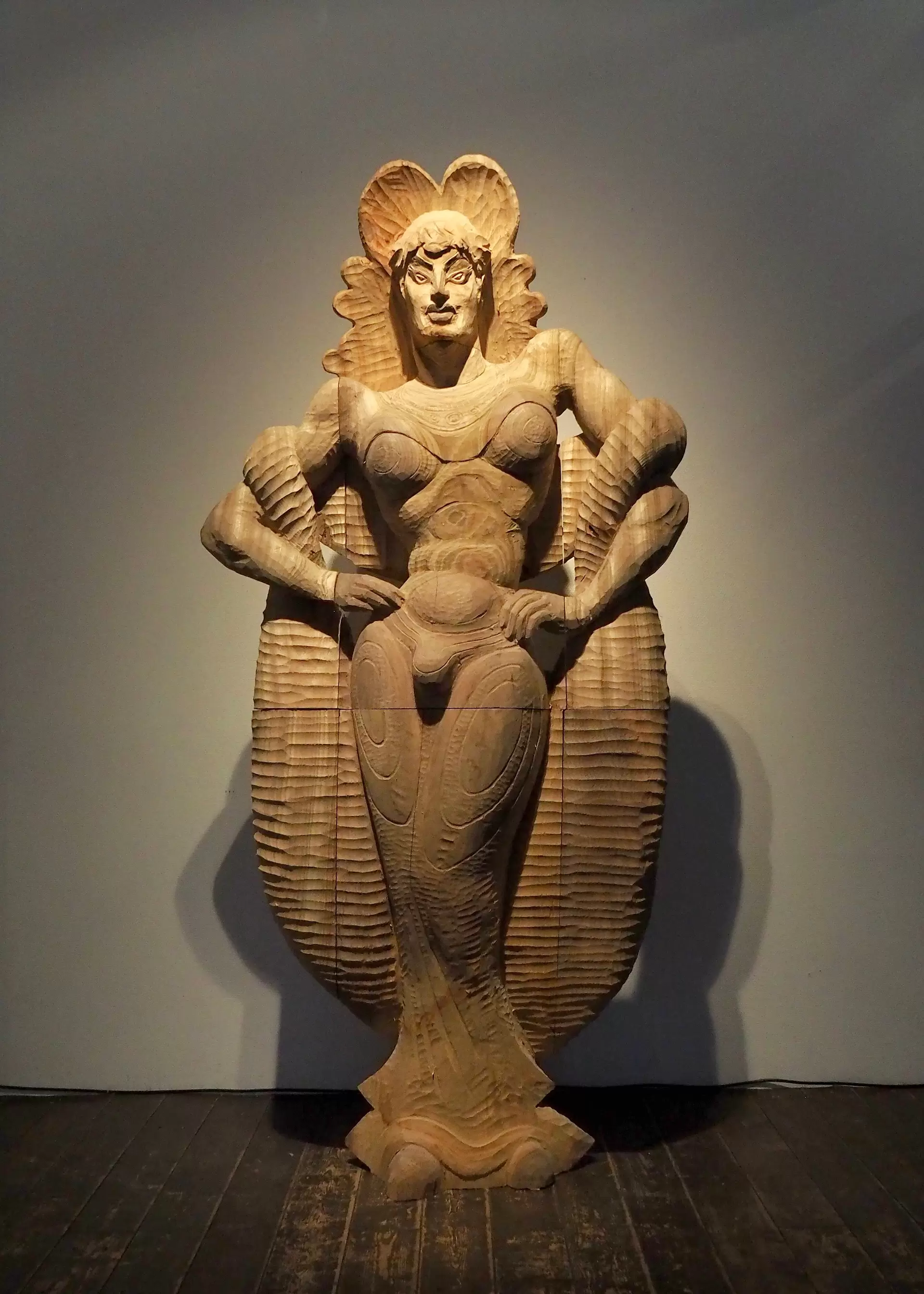 タイ　木製彫刻 二人の人物像 H45cm タイ木製彫刻 二人の人物像 H45cm