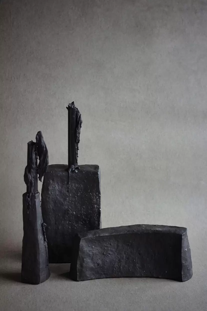 Black Block-Form Candle Holders (Set of Three) 黑色塊面燭台 (三件一組)  by 蔡宜芳 Tsai I Fang