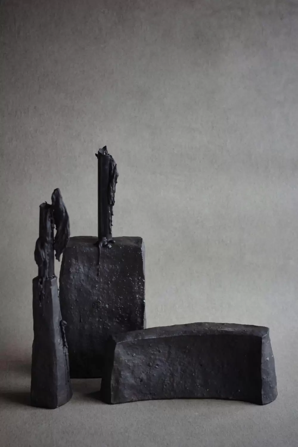 Black Block-Form Candle Holders (Set of Three) 黑色塊面燭台 (三件一組)