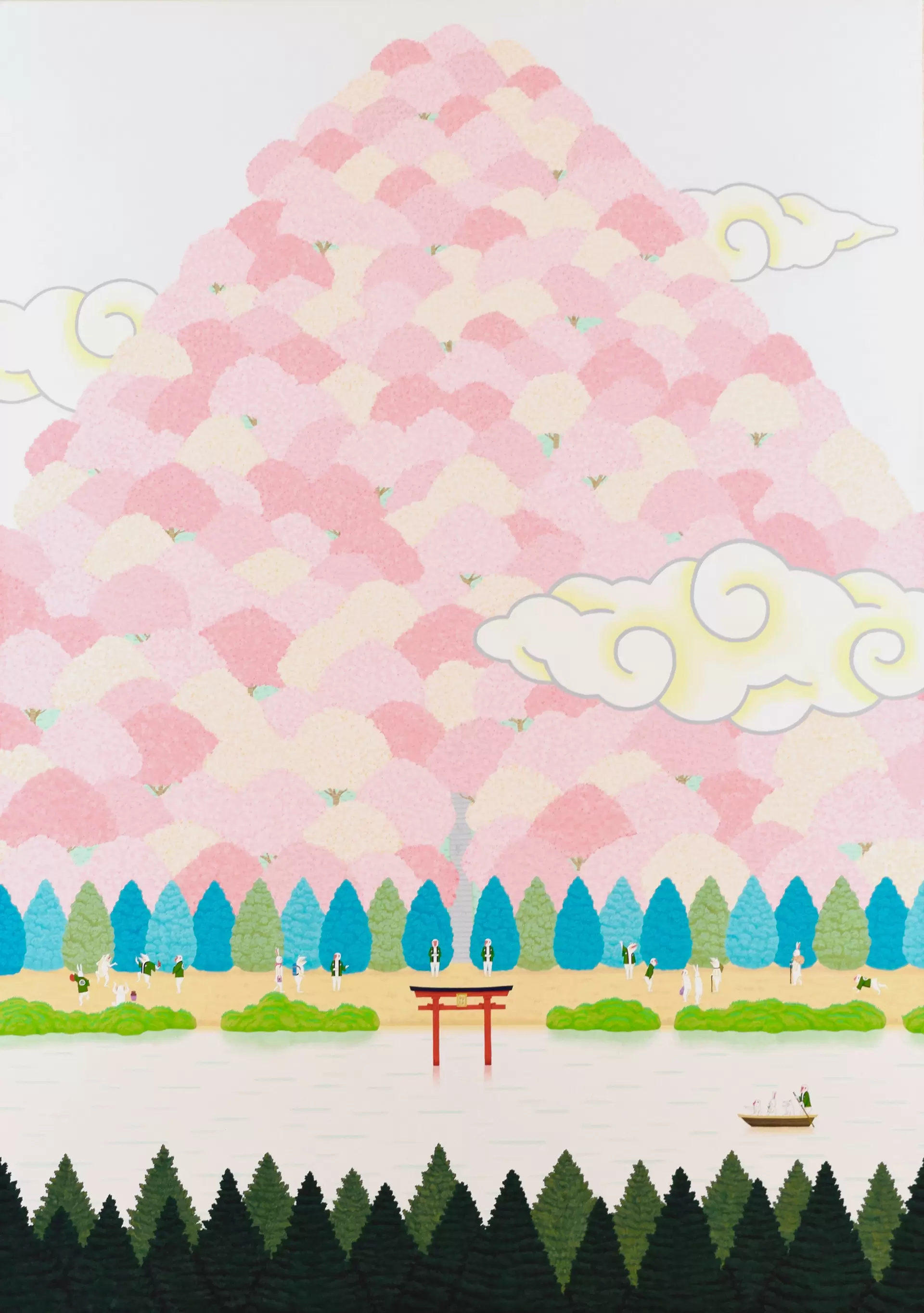 Spring mountain illustration