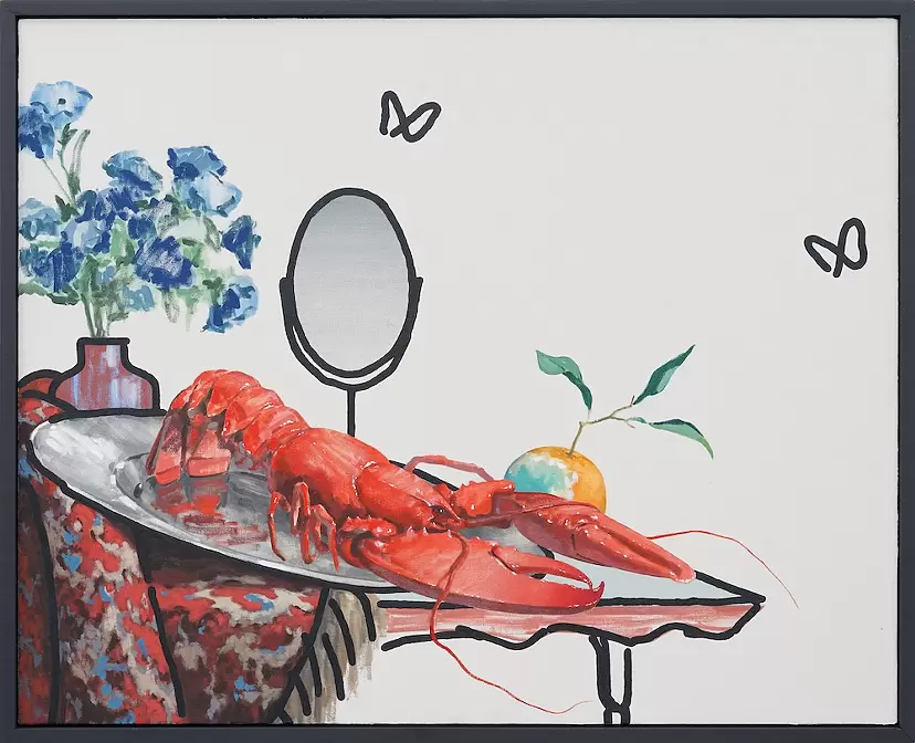 Still Life with Lobster and a Mirror by Wataru Ozu