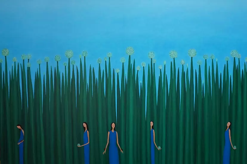 Fairies with Green Onions by Seon-hwa Jo
