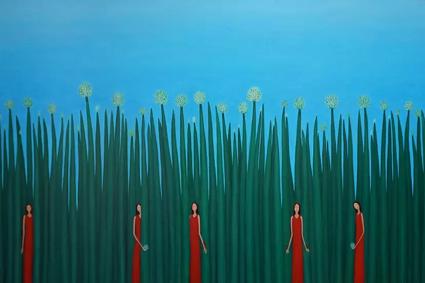 Fairies with Green Onions by Seon-hwa Jo