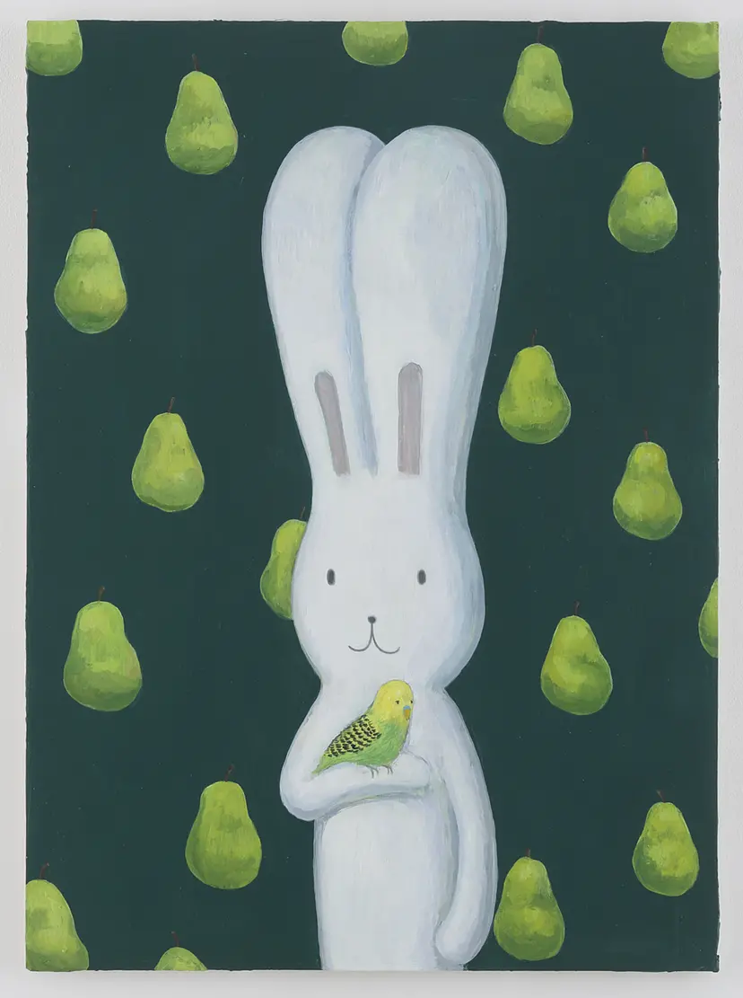 Usacchi, a small parrot and pears by Atsushi Kaga