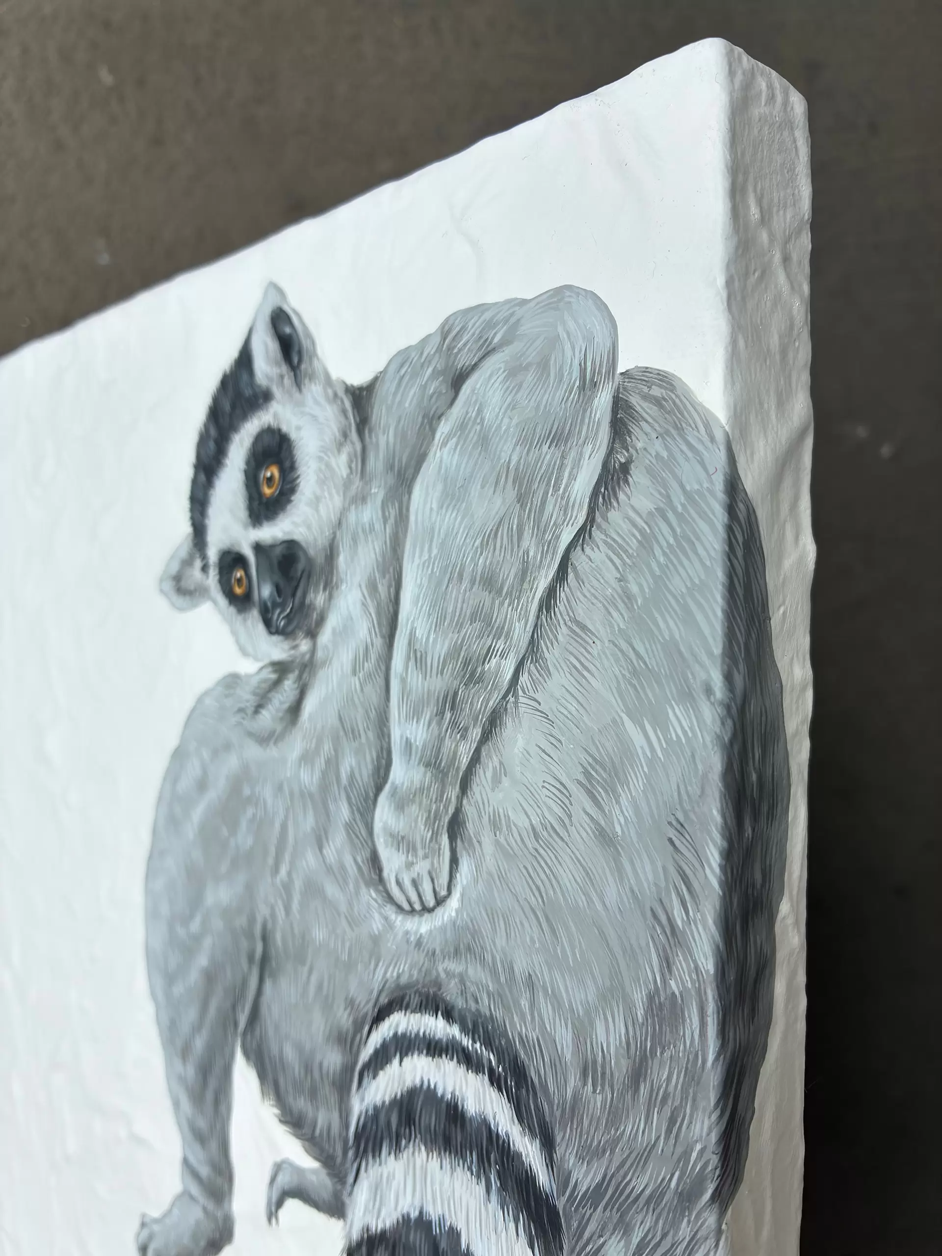 絵画　日本画　ワオキツネザル 絵画 日本画 ワオキツネザル - メルカリ