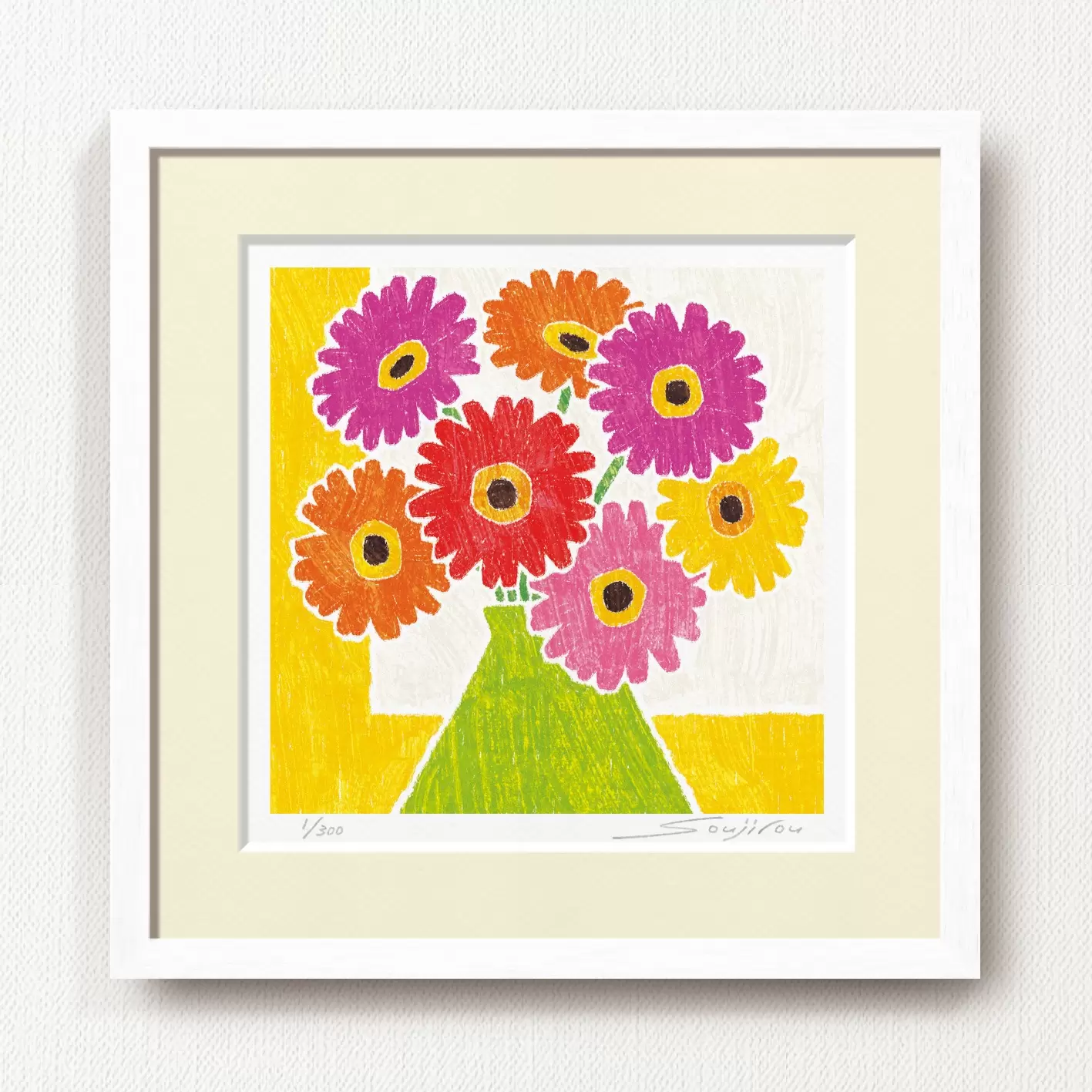Triangular vase and gerbera (FW-046, 30 square)