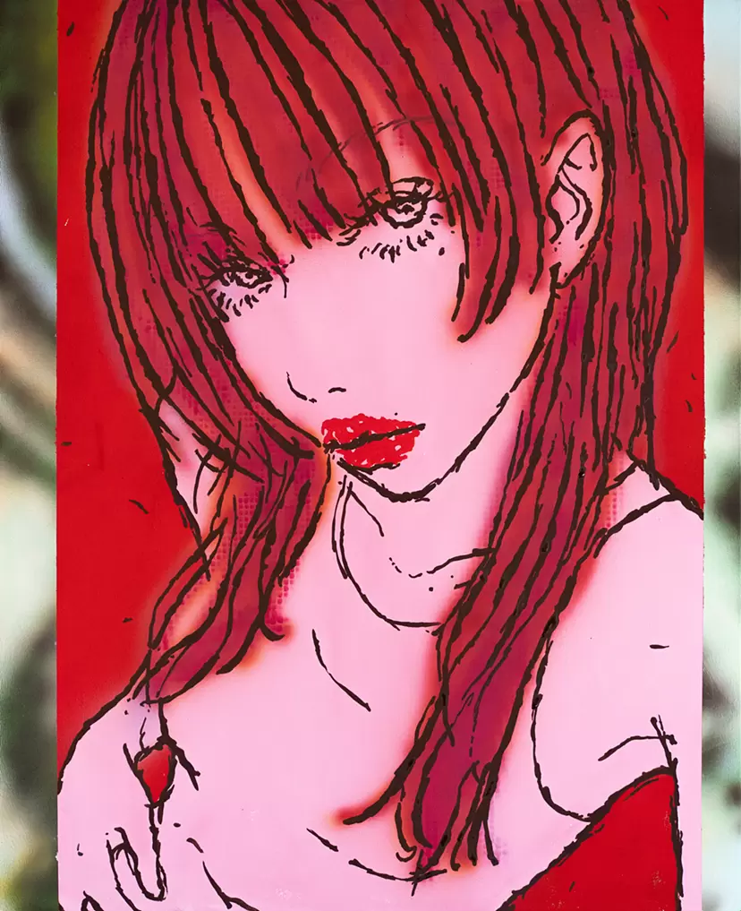 絵 アート プリントTiki ティキ 赤 モダン キリン・チーター・尾長鳥 / 3/ Red RUBUNI Mサイズ ティンガ