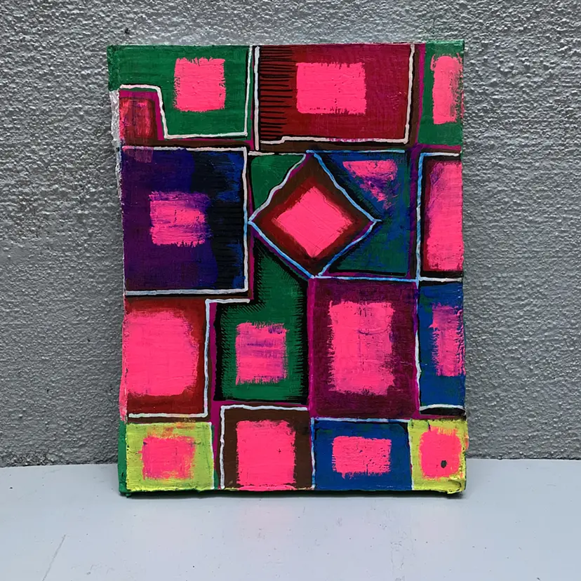 値下げ！【GANCHAN】幾何学　絵画　アート　手描き　ギフト　お祝い 楽天市場】プレゼント 絵 幸せアート 「しあわせ花音(カノン)」 誕生日