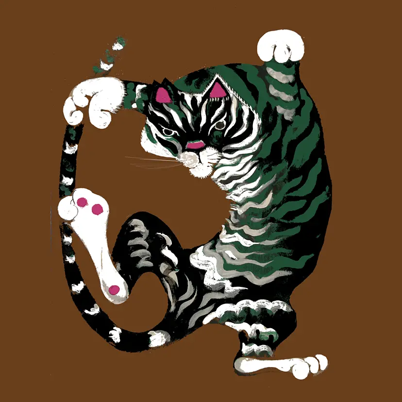 酔いどれ猫/月下独酌 by 林耕平/コウヘイ画伯