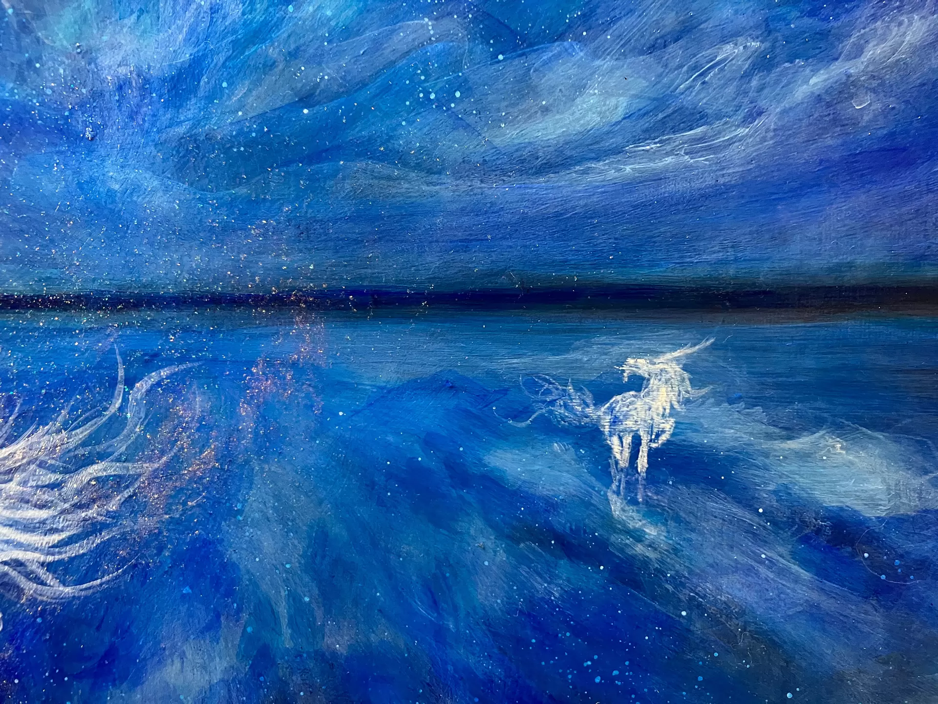絵画作品 原画 油彩画 【除け者（のけもの）】 世界が溶け合う蒼の地平 by kemono gallery | 現代アートの販売・通販