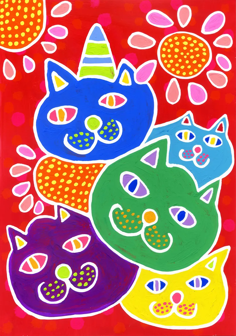 太陽の国のネコたち by カミジョウミカ | 現代アートの販売・通販