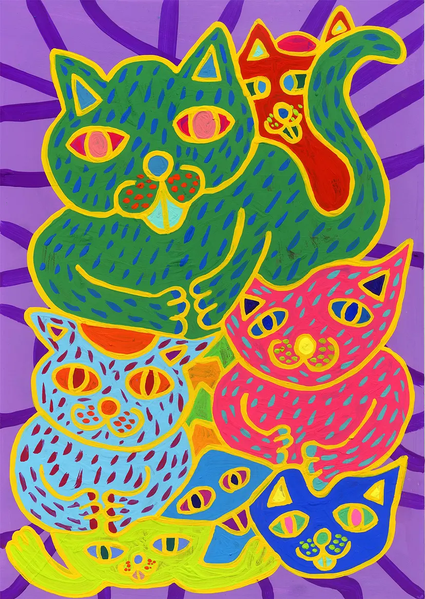 ミカオ　MICAO 「猫と女の子」版画　絵画 ミカオ MICAO 「猫と女の子」版画 絵画 ミカオ MICAO 「猫と