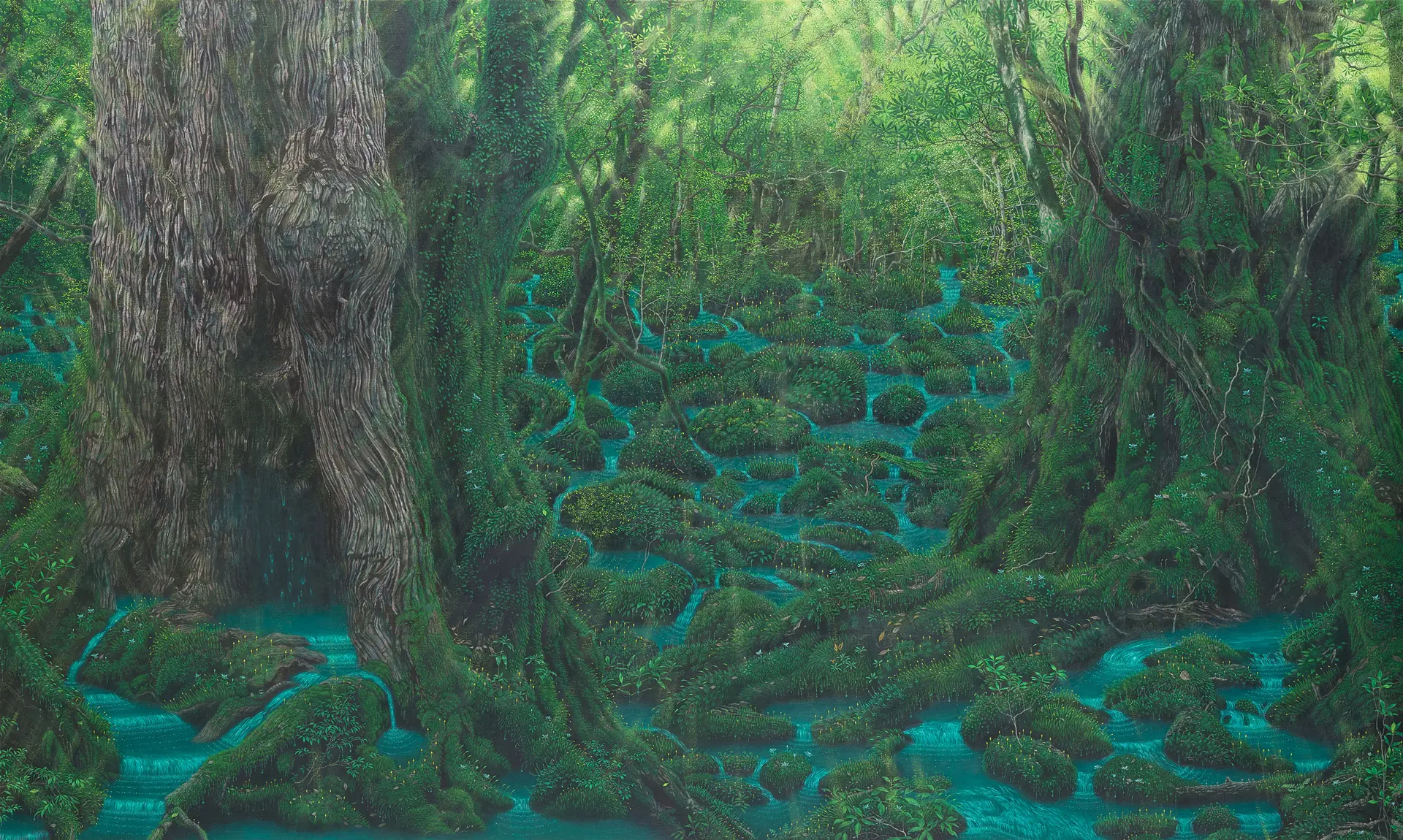 風景画「屋久杉の森」アクリル画　B3 額なし 屋久島の風景 風景画「屋久杉の森」アクリル画 B3 額なし 屋久島の風景 風景画
