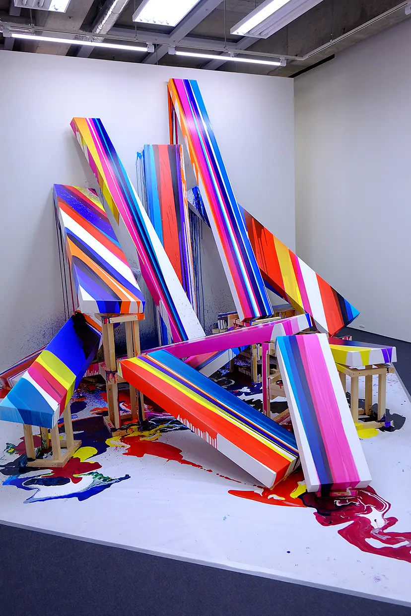 Installation of luminous dropping incline for GOoP 2020 by Nakajima Mugi