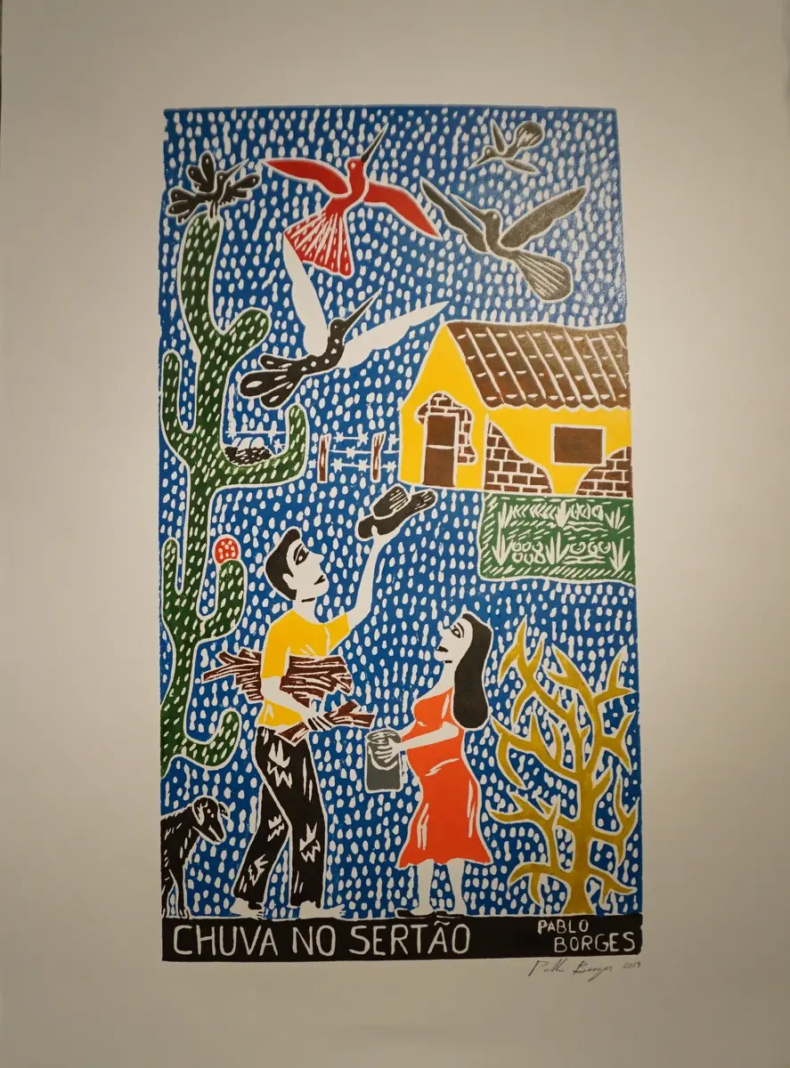 Chuva no Sertão - Pablo Borges by BORGES Wood Block Print