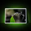 Sparkling water droplets and a leaf